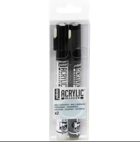 Pébéo 1.2mm Acrylic™  Paint Marker Set, Black & White