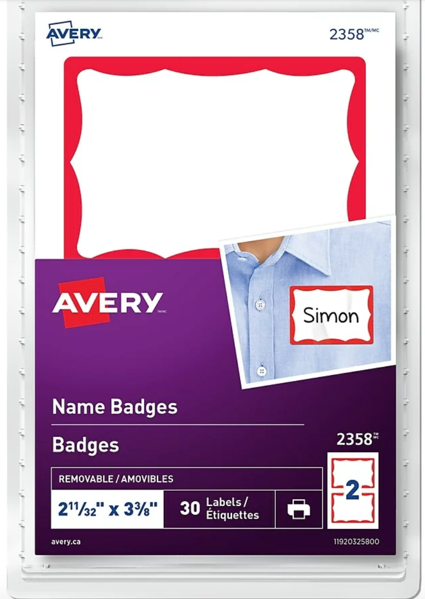 Avery Name badges