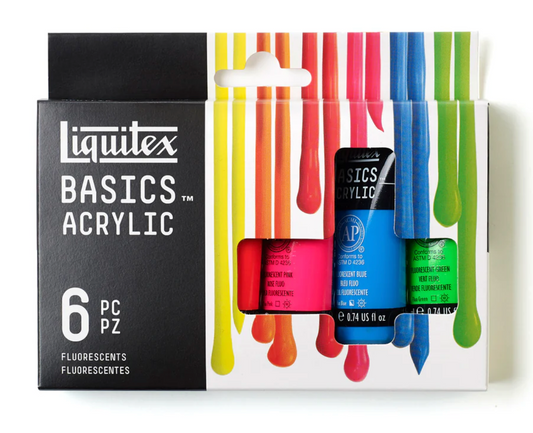 Liquitex Basics Acrylic Paint Tube Set - 6 x 22ml - Fluorescent