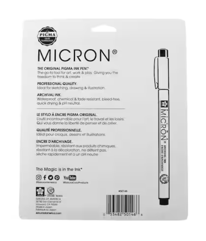 Pigma® Micron™ Black & Gray 10 Piece Fine & Bold Line Pen Set - Sakura